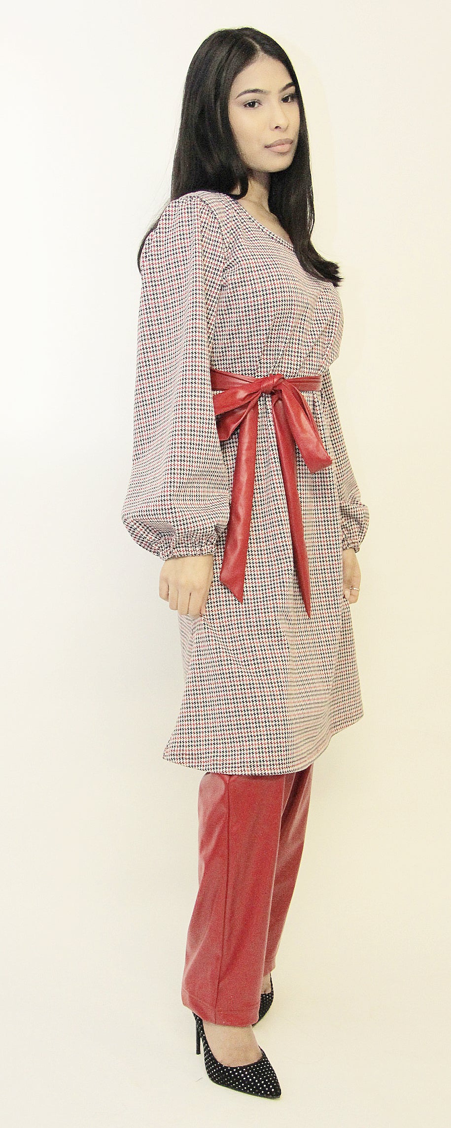 Nadine Check Dress PU Trouser Suit