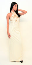 Load image into Gallery viewer, Farida Cream Dress Gold Detailing Floor Length

